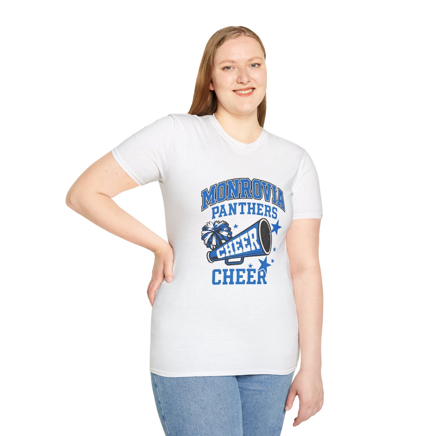 Monrovia Panthers Cheer T-Shirt | Unisex Softstyle, Game Day Wear, Cheer Spirit Shirt, Sports Fan Tee, High School Team Apparel
