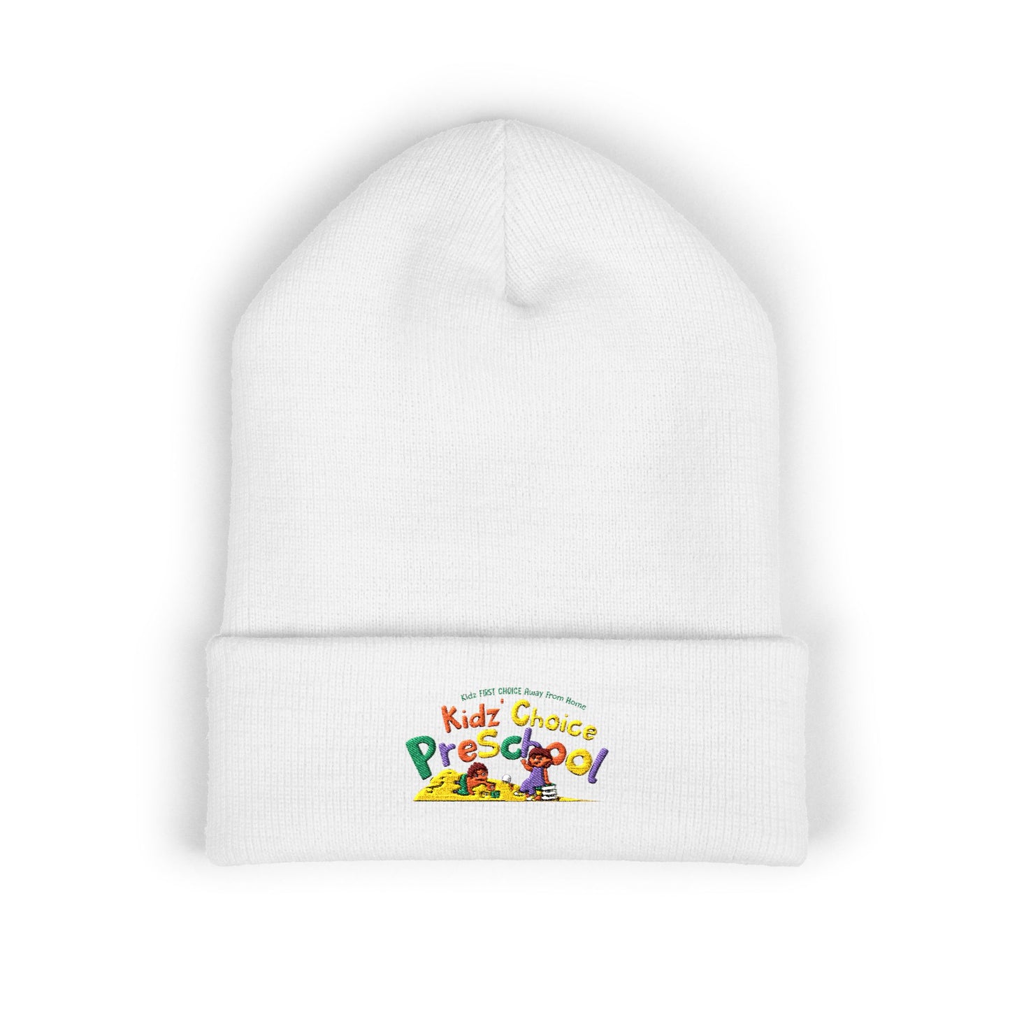 Preschool Kids Embroidered Cuffed Beanie — Cute School Logo Winter Hat