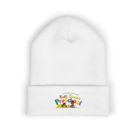 Preschool Kids Embroidered Cuffed Beanie — Cute School Logo Winter Hat