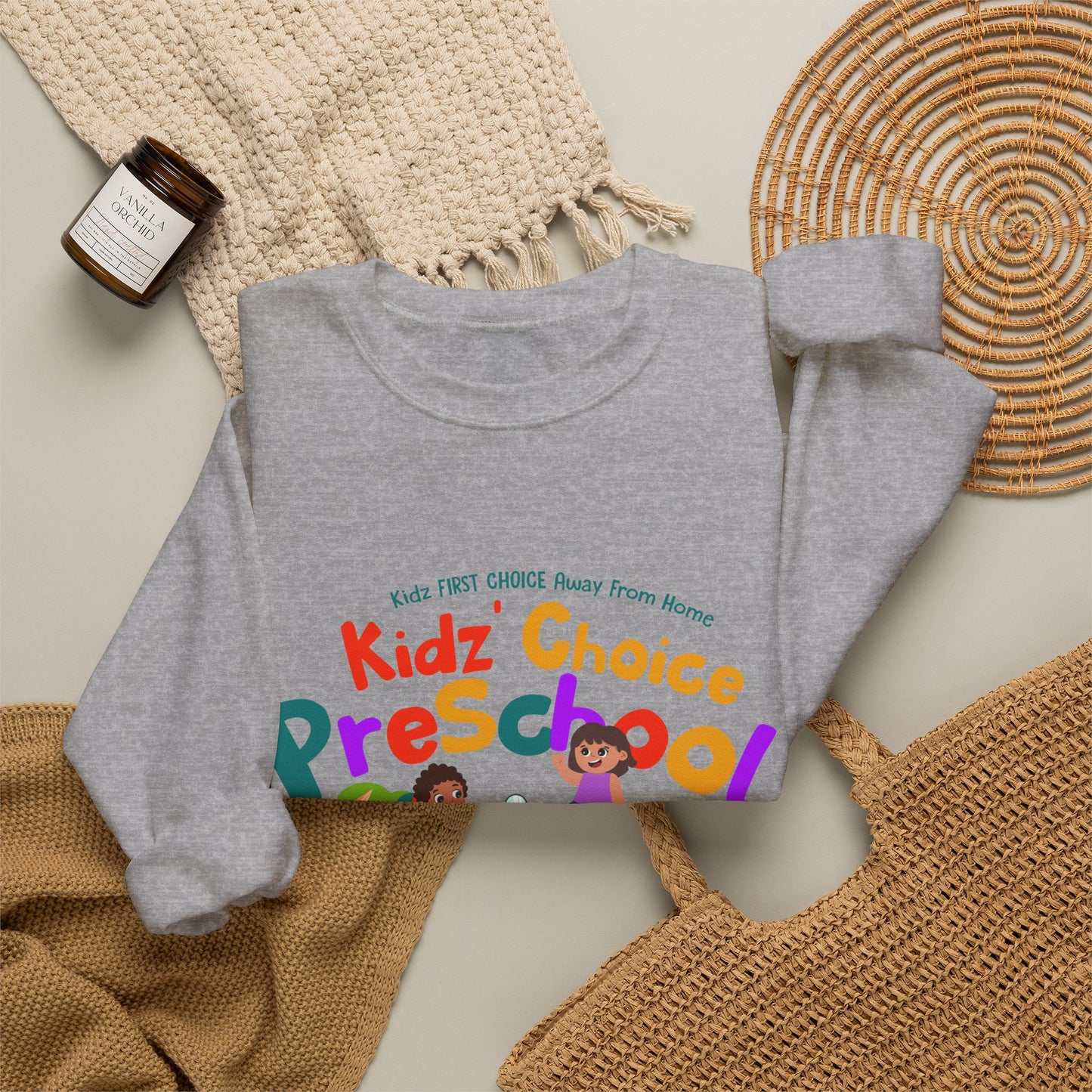 Preschool Staff Crewneck Sweatshirt — 'Kidz' Choice' Colorful Preschool Logo