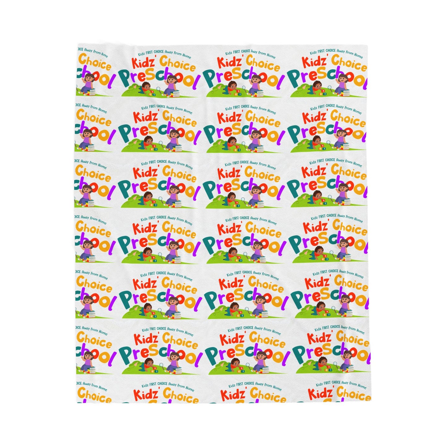 Preschool Kids' Velveteen Plush Blanket — Colorful "Kidz Choice Preschool" Pattern