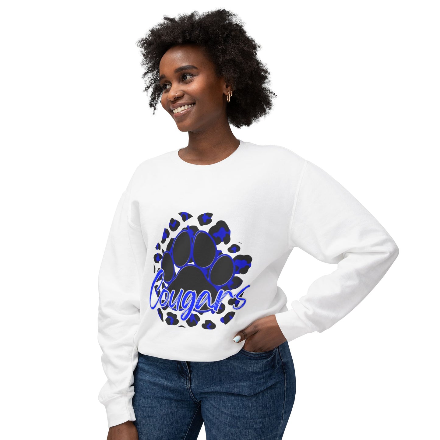 Cougars Paw Leopard Print Crewneck Sweatshirt