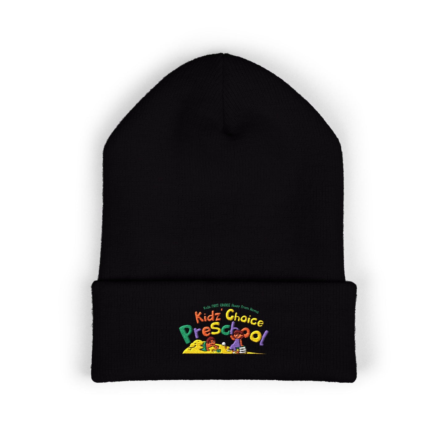Preschool Kids Embroidered Cuffed Beanie — Cute School Logo Winter Hat