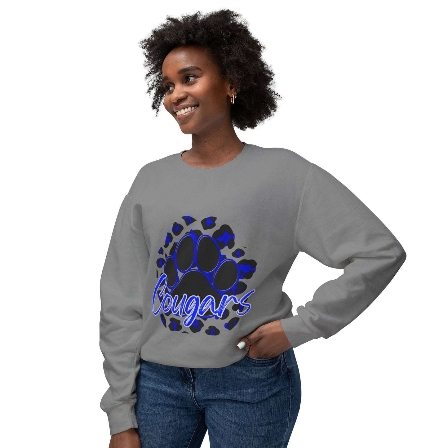 Cougars Paw Leopard Print Crewneck Sweatshirt