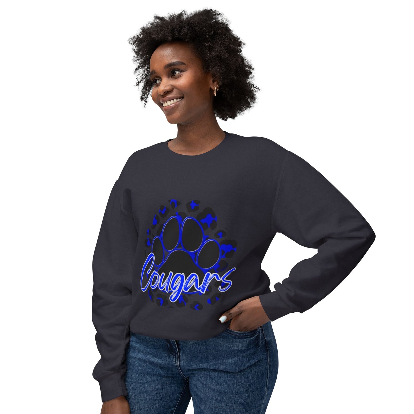 Cougars Paw Leopard Print Crewneck Sweatshirt